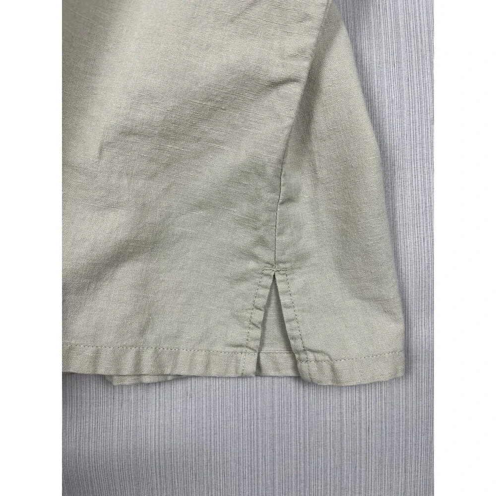 Linen Cotton Short Sleeve Button Down Embroidered Collar Cherokee XL - Picture 5 of 7